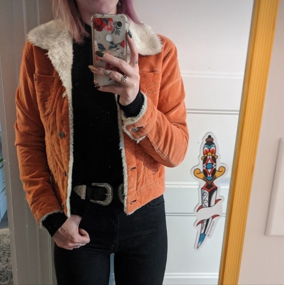 Women's Orange Sherpa-Lined Jacket